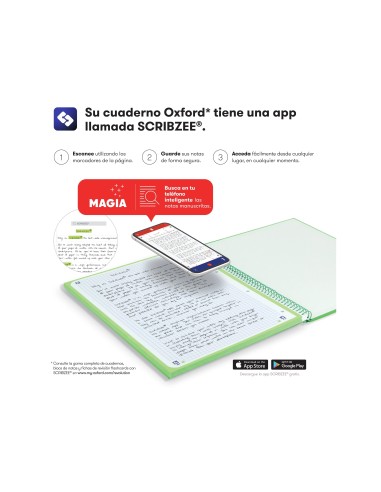 CUADERNO ESP. OXFORD EBOOK A4 T.EXTRA 5MM 80H 90GR. TURQ.