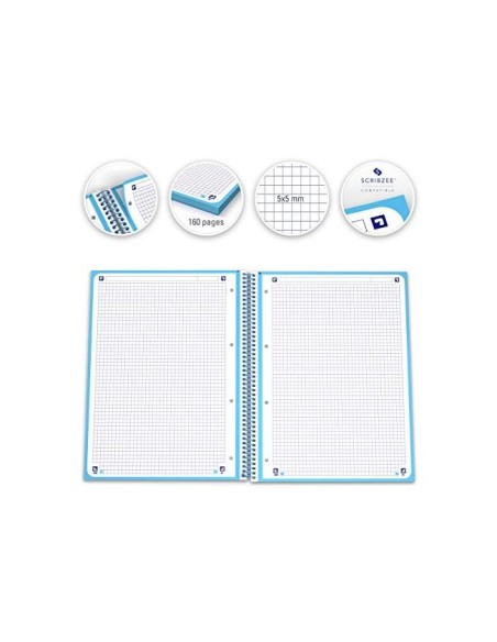 CUADERNO ESP. OXFORD EBOOK A4 T.EXTRA 5MM 80H 90GR. TURQ.