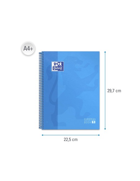 CUADERNO ESP. OXFORD EBOOK A4 T.EXTRA 5MM 80H 90GR. TURQ.