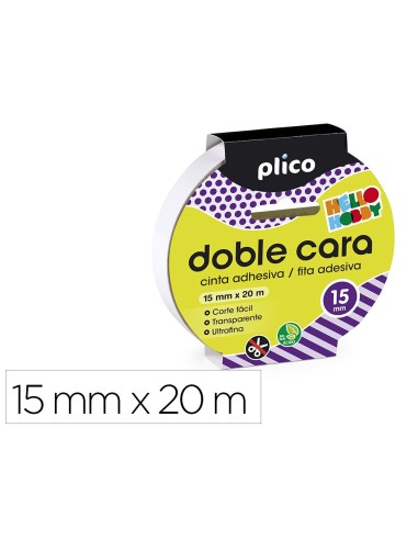 CINTA ADHESIVA PLICO DOBLE CARA 15MM X 20MT