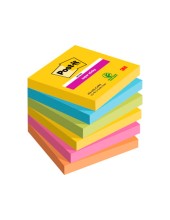 BLOC NOTAS ADH.POST-IT SUPER STICKY 76X76MM 6UD 90H. COL.SURT.