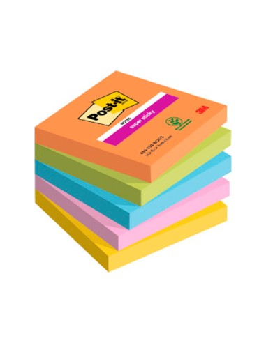 BLOC NOTAS ADH.POST-IT SUPER STICKY 76X76MM 5UD 90H. COL.SURT.