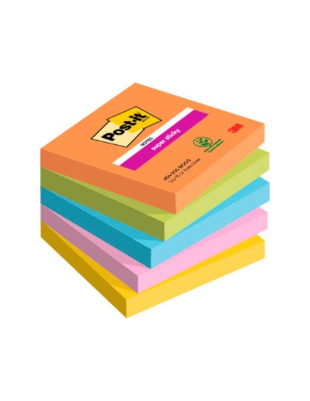BLOC NOTAS ADH.POST-IT SUPER STICKY 76X76MM 5UD 90H. COL.SURT.