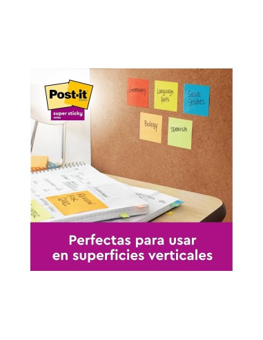 BLOC NOTAS ADH.POST-IT SUPER STICKY 76X76MM 5UD 90H. COL.SURT.