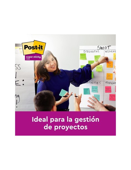 BLOC NOTAS ADH.POST-IT SUPER STICKY 76X76MM 5UD 90H. COL.SURT.
