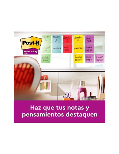 BLOC NOTAS ADH.POST-IT SUPER STICKY 76X76MM 5UD 90H. COL.SURT.