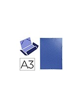 CARPETA GOMAS EXACOMPTA A3 SIMIL-PRESPAN 3 SOLAPAS AZ. 2