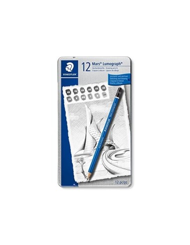 LAPICES GRAFITO STRAEDTLER MARS LUMOGRAPH 100 CAJA MET. 12 LAPICES