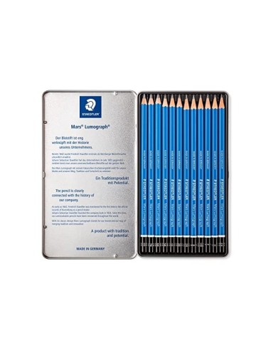 LAPICES GRAFITO STRAEDTLER MARS LUMOGRAPH 100 CAJA MET. 12 LAPICES