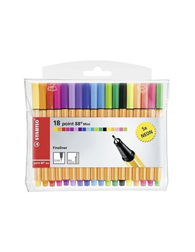 ROTULADOR STABILO PUNTA FIBRA POINT 88 MINI 18 COL.SURT.688/18-2