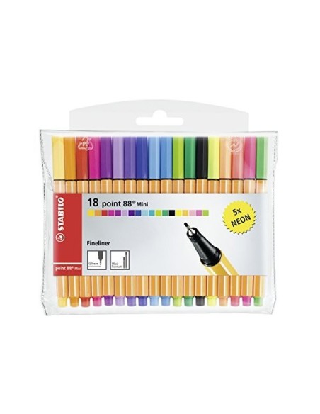 ROTULADOR STABILO PUNTA FIBRA POINT 88 MINI 18 COL.SURT.688/18-2