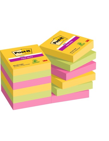 BLOC NOTAS ADH. POST-IT SUPER STICKY 47,6X47,6MM 2UD 90H. AM.