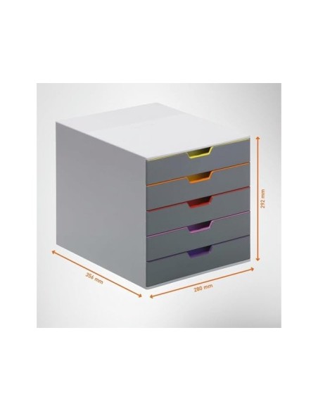 FICHERO 5 CAJONES DURABLE VARICOLOR APILABLES 292X280X356MM.7605-27
