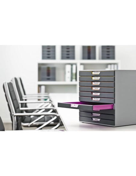 FICHERO 10 CAJONES DURABLE VARICOLOR APILABLES 292X280X356MM.7610-27