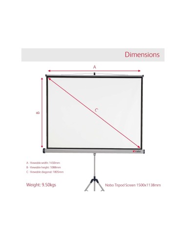 PANTALLA NOBO MURAL PROYECCION BL MATE C/TRIPODE 1500X1138 MM 1902395