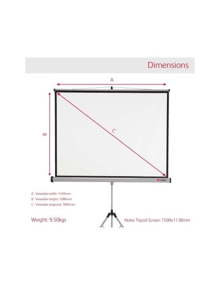 PANTALLA NOBO MURAL PROYECCION BL MATE C/TRIPODE 1500X1138 MM 1902395