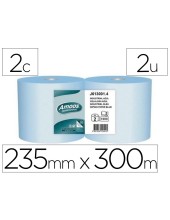 PAPEL SECAMANOS IND.AMOOS 2 CAPAS 235MM.X 300 MT AZ. 2 ROLLOS J613001