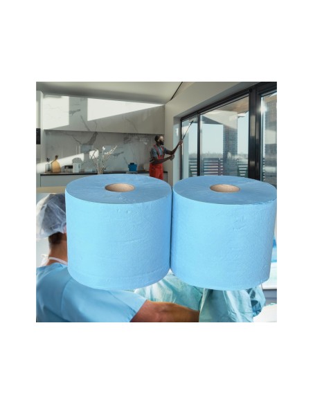 PAPEL SECAMANOS IND.AMOOS 2 CAPAS 235MM.X 300 MT AZ. 2 ROLLOS J613001