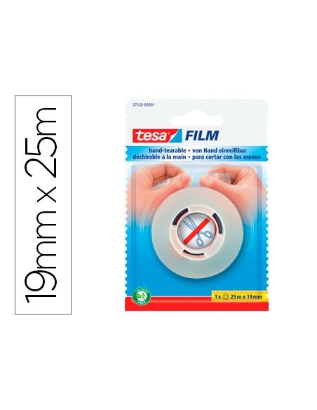 CINTA ADHESIVA TESAFILM SIN TIJERAS 25 M X 19 MM