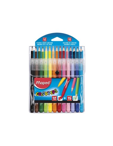 PACK COMBO MAPED PEPS 12 ROTULADORES+15 LAPICES COL.