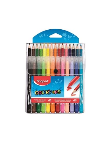 PACK COMBO MAPED PEPS 12 ROTULADORES+15 LAPICES COL.