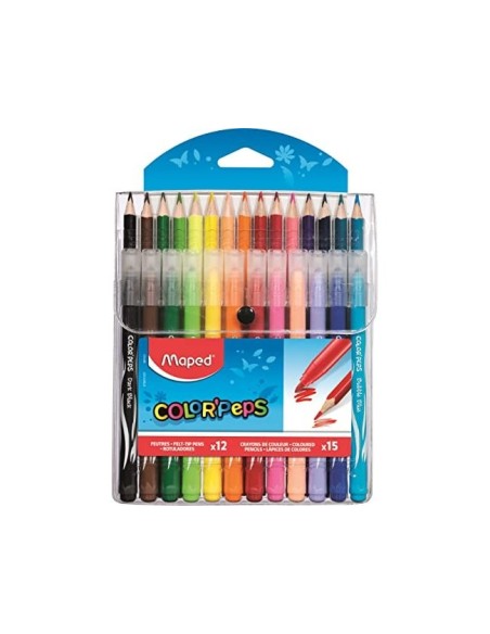 PACK COMBO MAPED PEPS 12 ROTULADORES+15 LAPICES COL.