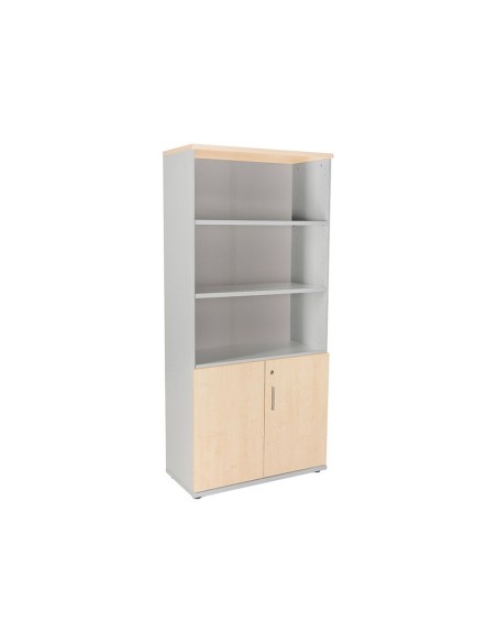 ARMARIO ROCADA C/3 ESTANTES 2 PUERTAS 195X90X45CM GRIS/HAYA