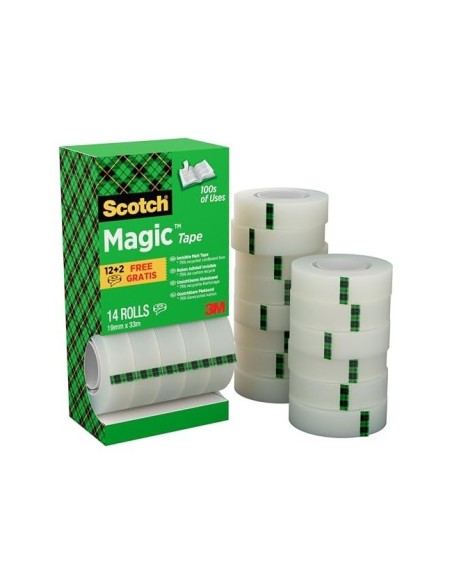 CINTA ADH.SCOTCH MAGIC 19MM X 33 MT PACK 14 ROLLOS DISPENSADOR CARTON