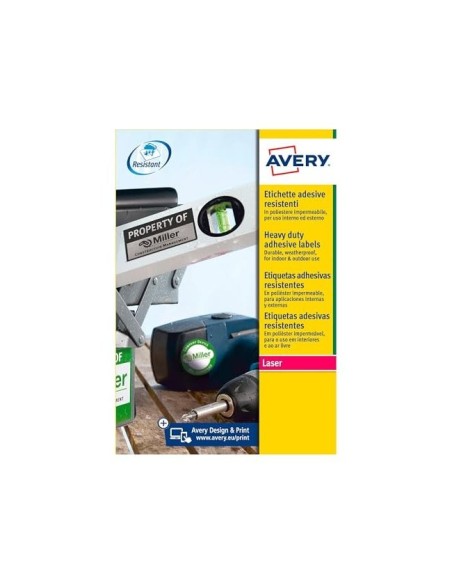 ETIQUETA ADH. AVERY L6009-20 45,7 X 21,2MM POLIESTER PLATA 960UD.
