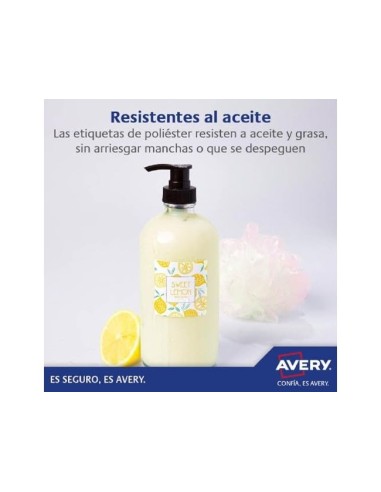 ETIQUETA ADH. AVERY 63,5X33,9MM POLIESTER BL. 480UD.