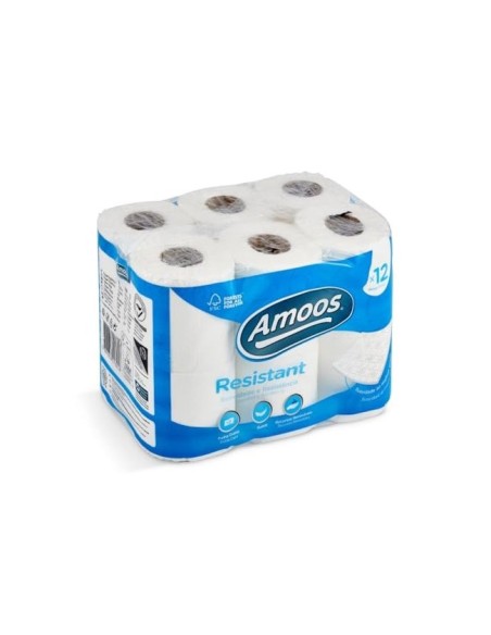 PAPEL HIGIENICO AMOOS 2 CAPAS 100MM.X87MM.ALTO PAQ.12 ROLLOS H621301