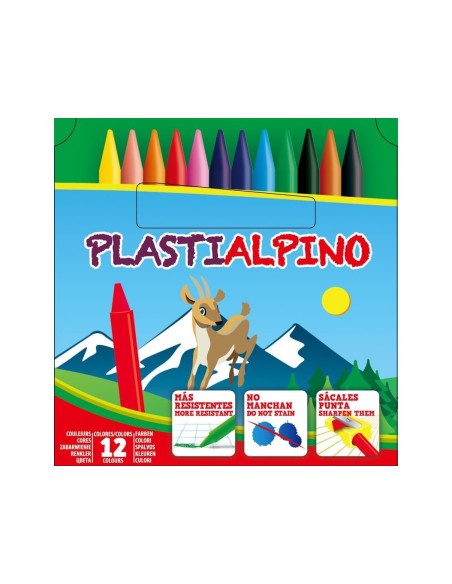 LAPICES CERA PLASTIALPINO CAJA DE 12 COLORES PA000012