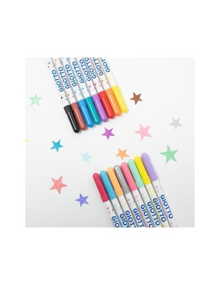 ROTULADOR GIOTTO TURBO GLITTER PURPURINA CAJA DE 8 UNIDADES