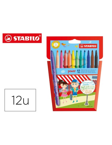 ROTULADOR STABILO POWER CAJA DE 12 COLORES