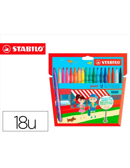 ROTULADOR STABILO POWER CAJA DE 18 COLORES
