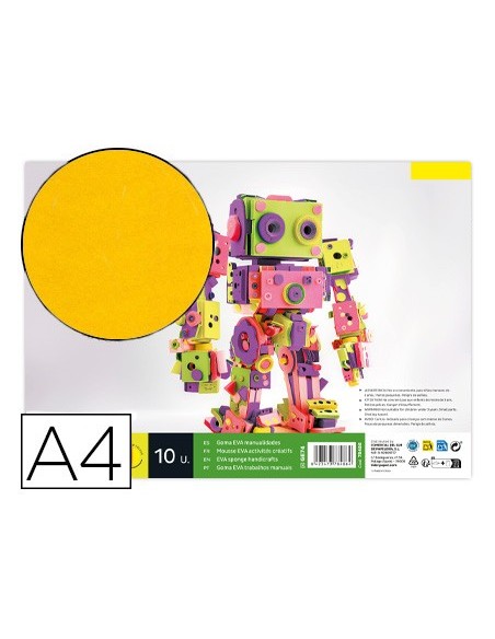 GOMA EVA LIDERPAPEL A4 60G/M2 ESPESOR 1,5MM AM.PAQUETE 10 HOJAS GE74