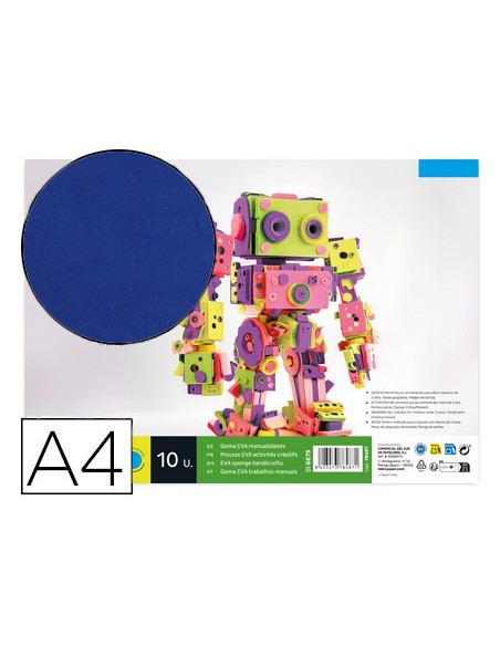 GOMA EVA LIDERPAPEL A4 60G/M2 ESPESOR 1,5MM AZ.PAQUETE 10 HOJAS GE75