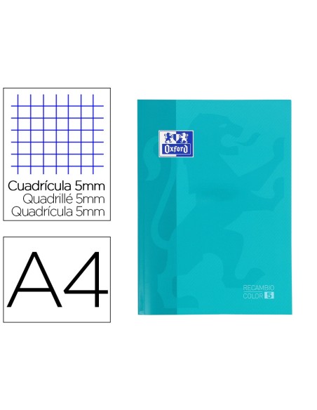 RECAMBIO OXFORD DIN A4 80H.90 GR OPTIK PAPER CUADROS 5MM 4 TALADROS