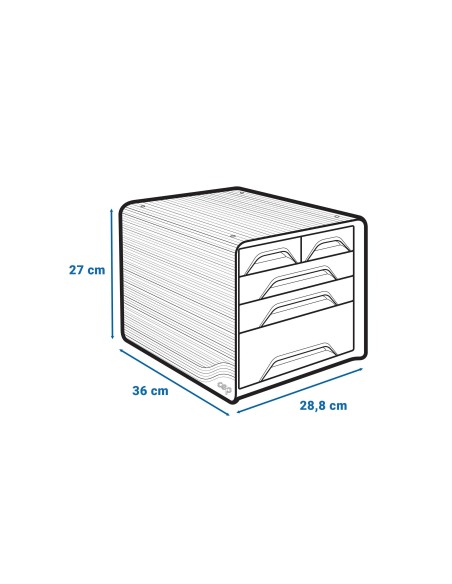FICHERO CAJONES SOBREMESA CEP 5 CAJONES MIXTOS NG/NG 360X288X270MM