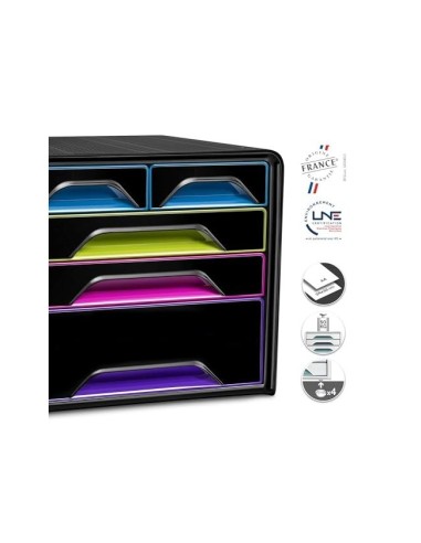 FICHERO CAJONES SOBREMESA CEP 5 CAJONES MIXTOS NG/MULTI 360X288X270MM