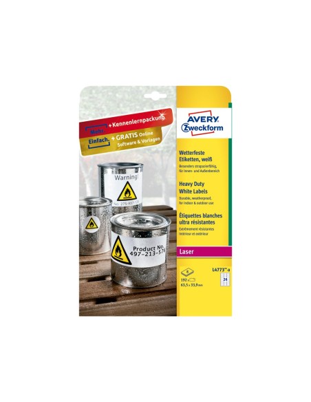 ETIQUETA ADH. AVERY L4774-8 99,1X139MM POLIESTER BL. 32UD.