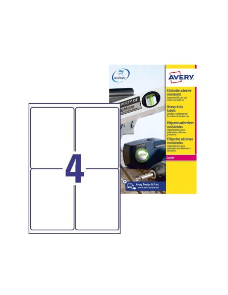 ETIQUETA ADH. AVERY L4774-8 99,1X139MM POLIESTER BL. 32UD.