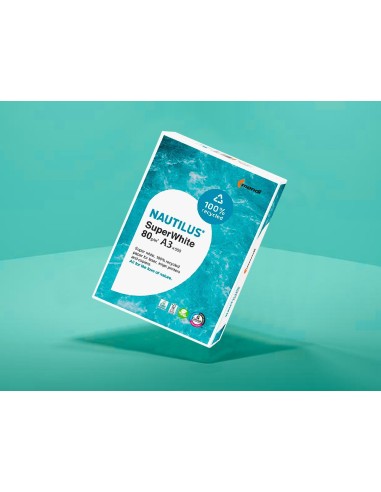 PAQ. PAPEL NAUTILUS SUPERWHITE 100% RECICLADO A3 80GR 500 H.