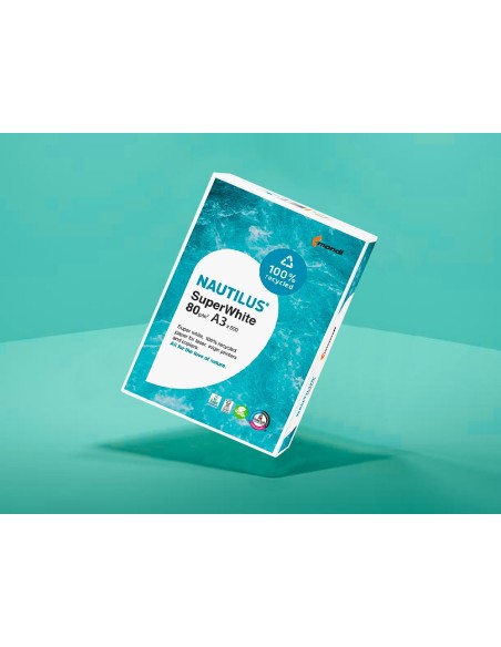 PAQ. PAPEL NAUTILUS SUPERWHITE 100% RECICLADO A3 80GR 500 H.