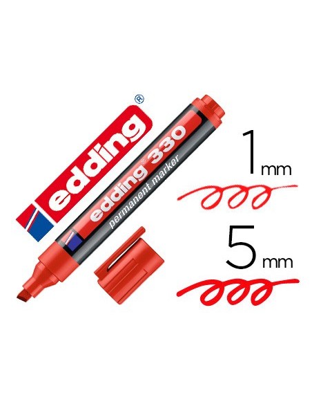ROTULADOR EDDING MARCADOR PERM 330 ROJO PUNTA BISELADA 1-5MM RECARG