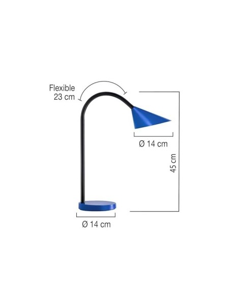 LAMPARA UNILUX SOL LED 4W FLEXIBLE ABS METAL AZ. BASE 14 CM DIAMETRO