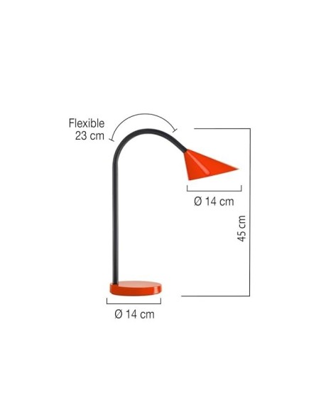 LAMPARA UNILUX SOL LED 4W FLEXIBLE ABS METAL RJ. BASE 14 CM DIAMETRO