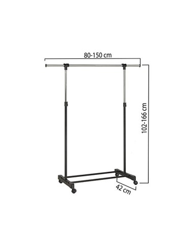 PERCHERO UNILUX EXTENSIBLE 4 RUEDAS AJ.ALTURA NG./CROMADO 80/150 X