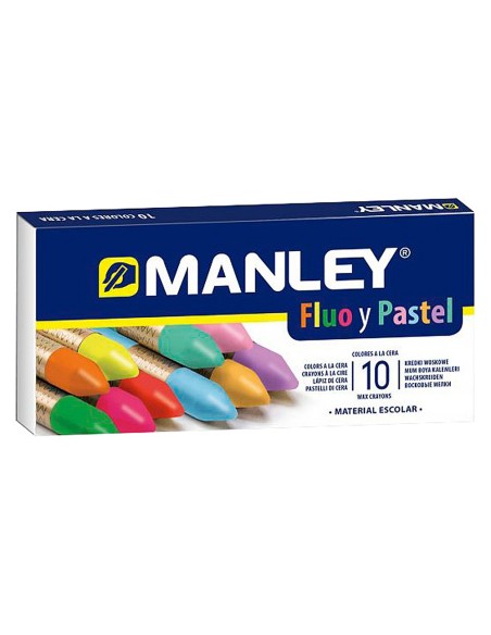 LAPICES CERA MANLEY FLUOR PASTEL CAJA 10 SURT.