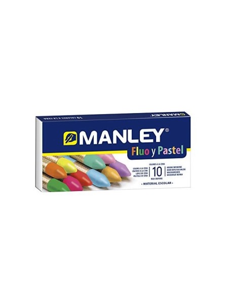 LAPICES CERA MANLEY FLUOR PASTEL CAJA 10 SURT.